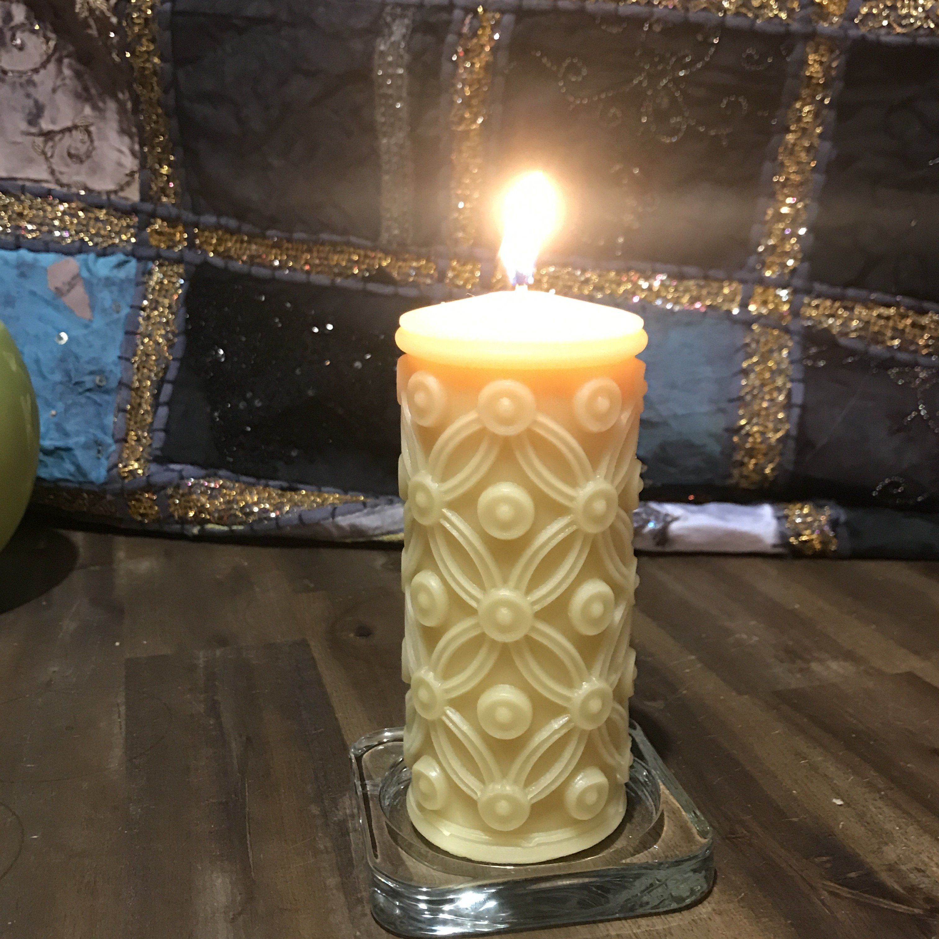 Happy Flame Flower of life beeswax candle