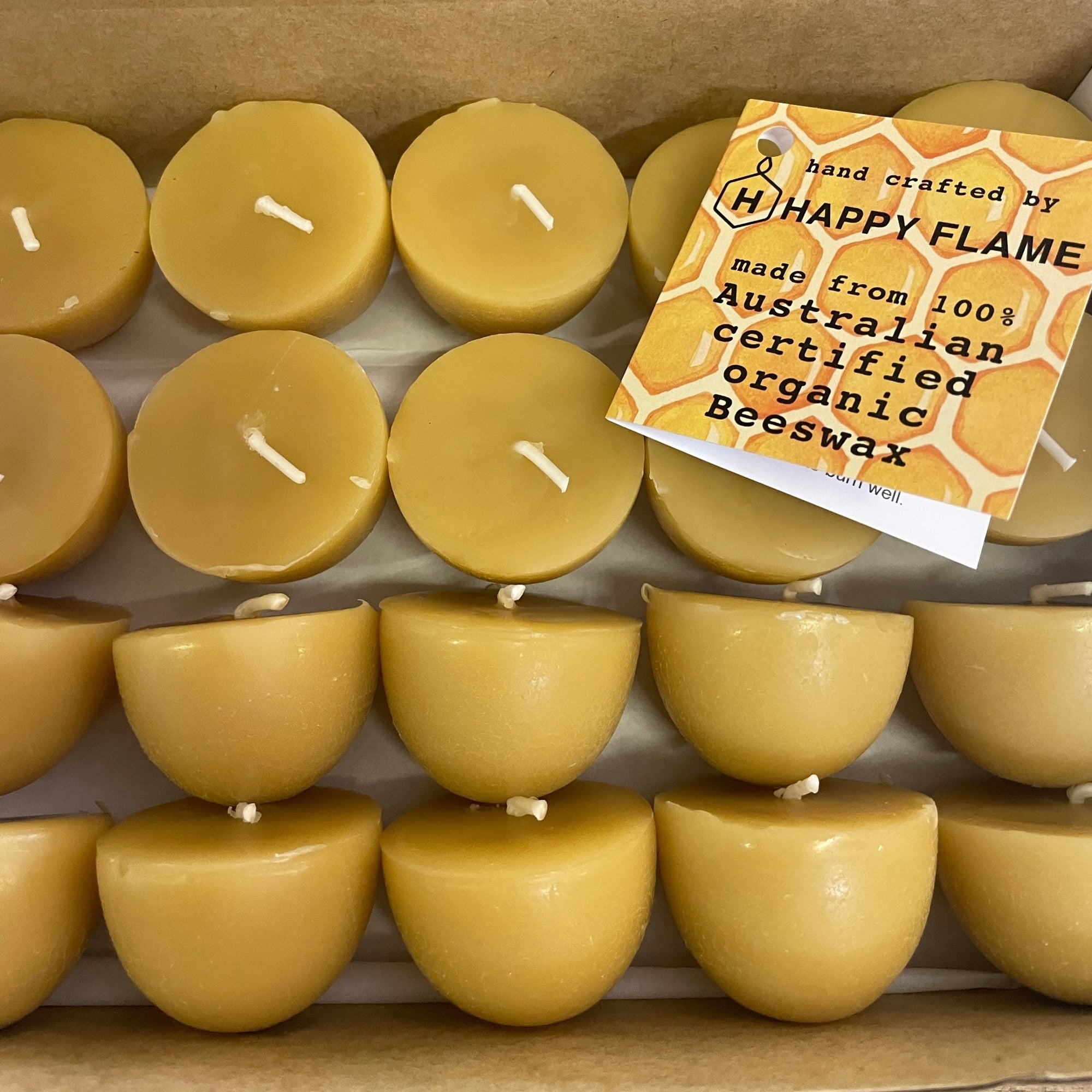 9 - Hour Happy Light Beeswax Tealight Candle 4 - Happy Flame