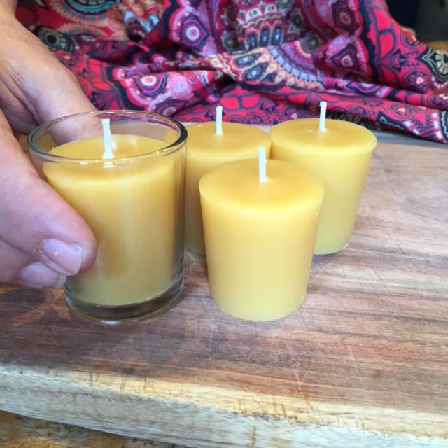 14 - Hour Beeswax Votive Candle 2 - Happy Flame