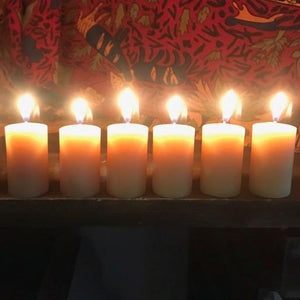 Mullumbimby Lights Small Beeswax Pillar Candle 2 - Happy Flame