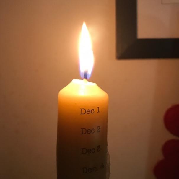 Family Size Advent Calendar Beeswax Candle with Holder - Happy Flame