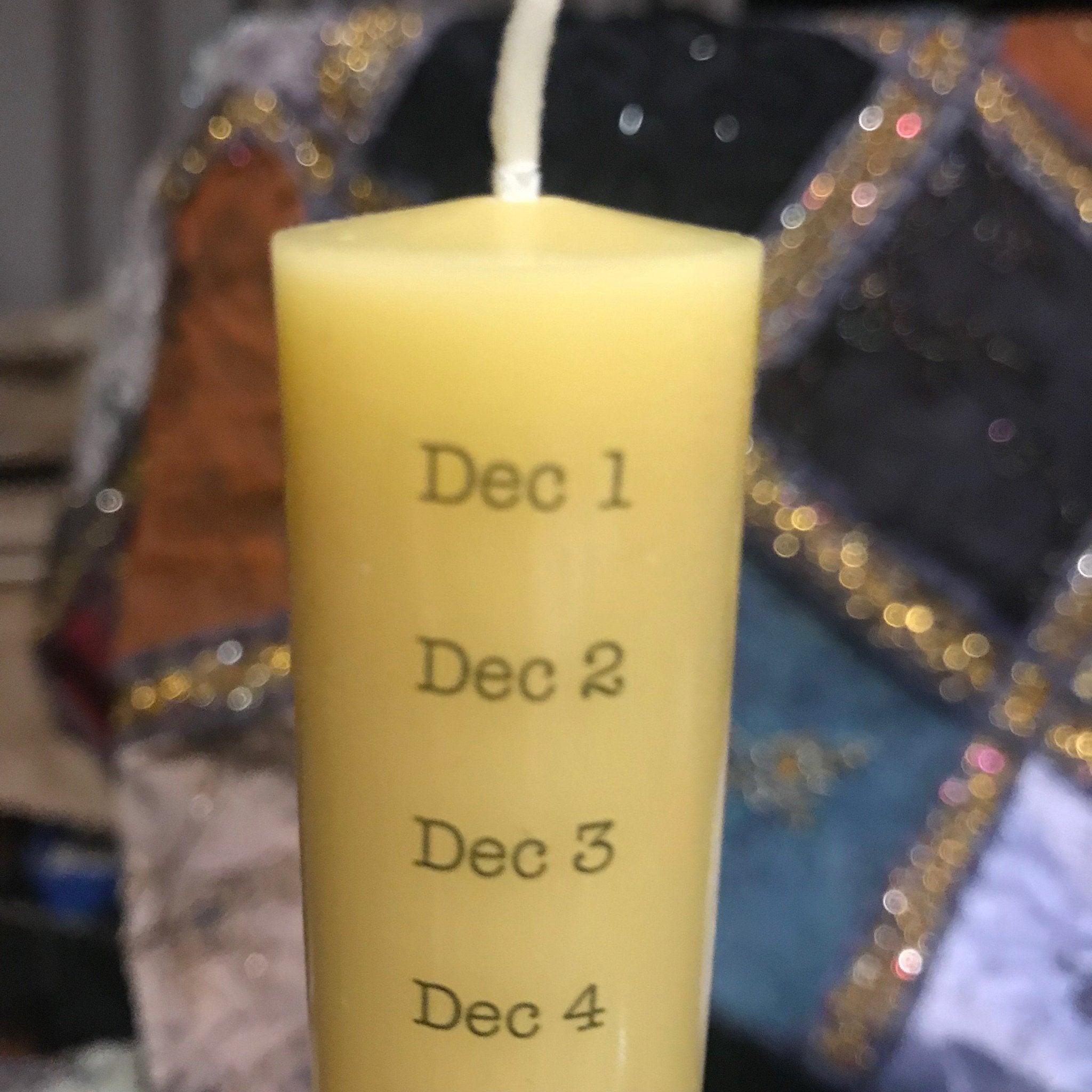 Family Size Advent Calendar Beeswax Candle with Holder 2 - Happy Flame