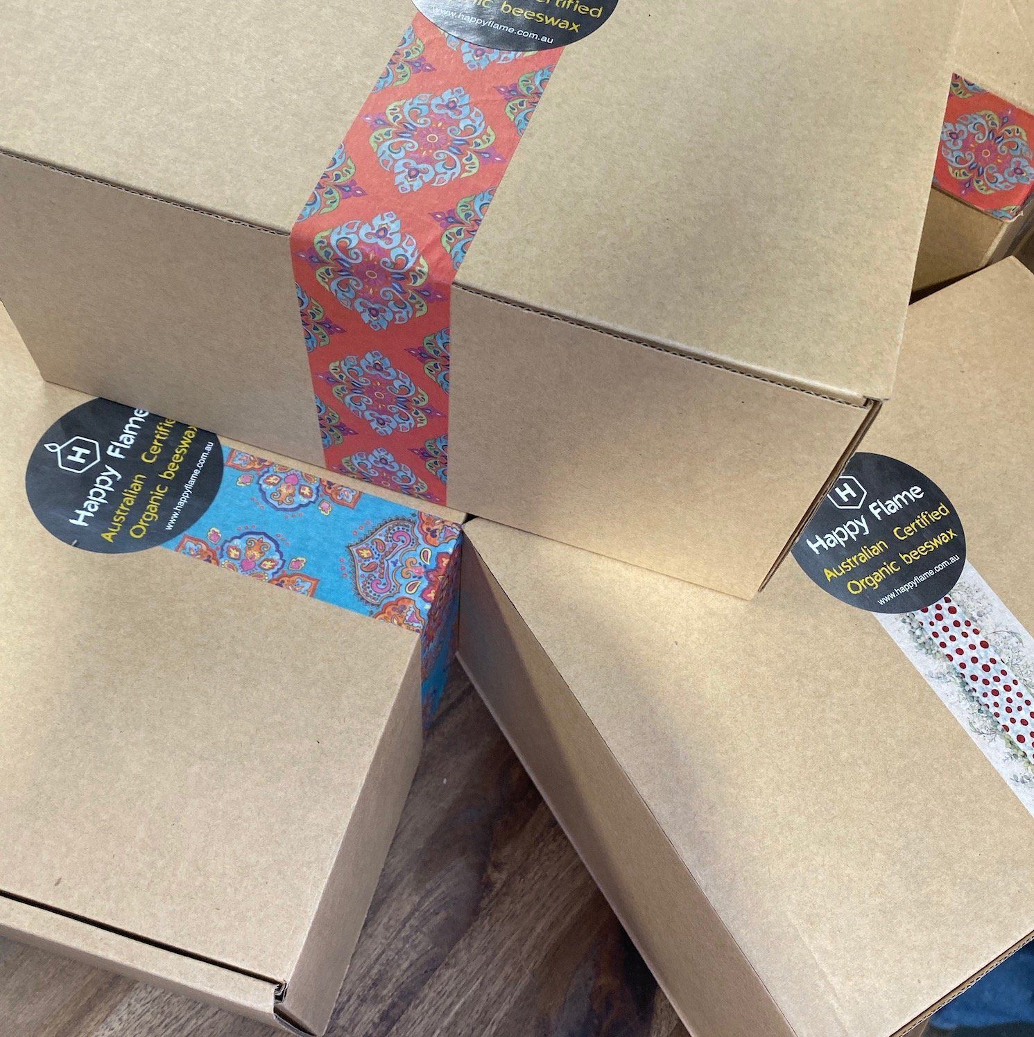Meditation Beeswax Candle Collection packaging - Happy Flame