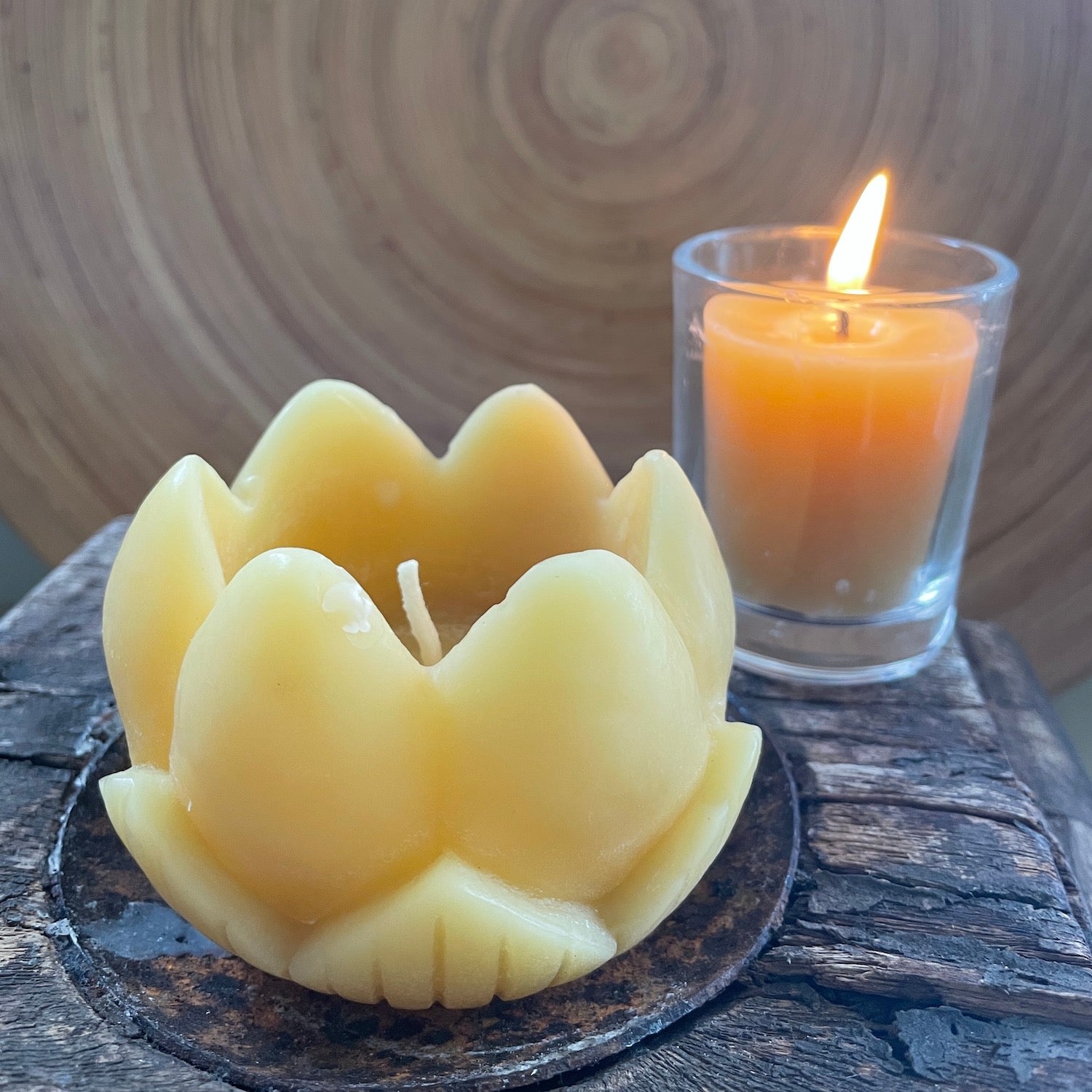 Meditation Beeswax Candle Collection - Lotus Beeswax - Happy Flame