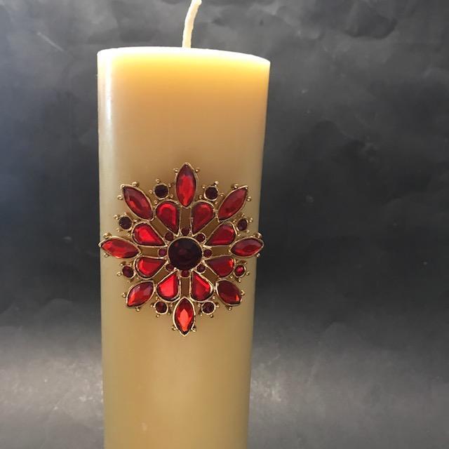 Beeswax Candle Pin Decorations - Sun burst red - Happy Flame