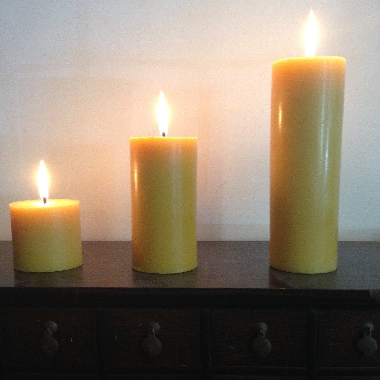 360 - Hour Beeswax Pillar Candle Pack - Happy Flame
