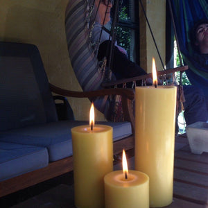 360 - Hour Beeswax Pillar Candle Pack 4 - Happy Flame