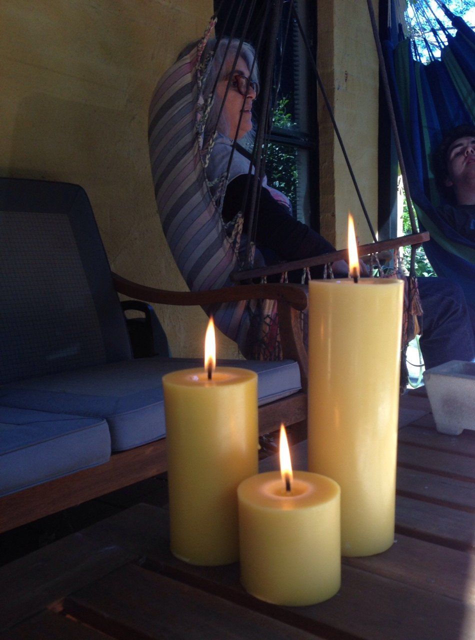 360 - Hour Beeswax Pillar Candle Pack 4 - Happy Flame