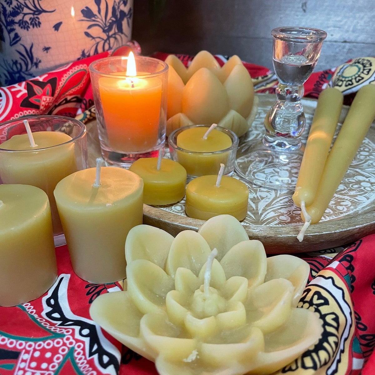 Lotus Flower Beeswax Votivecandles/ Pure/handmade/ Lotus/ Flower